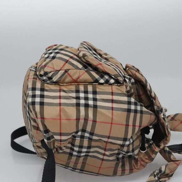 BURBERRY Nova Check Blue Label Backpack Nylon Beige Silver Auth am7971 - Picture 5 of 16